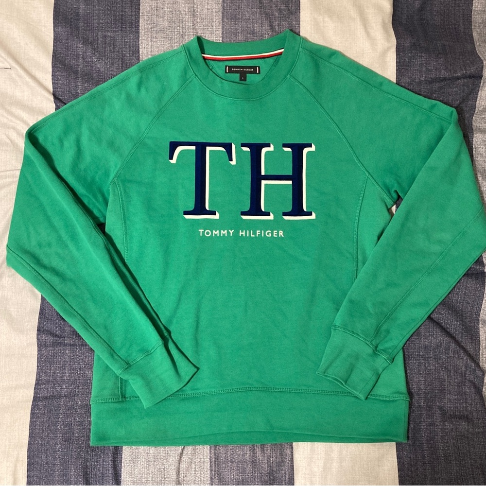 Tommy Hilfiger Mens Green Crewneck Sweater Sz L